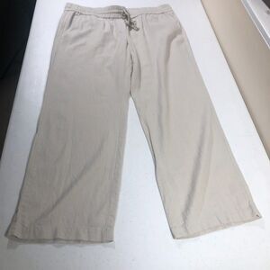 Ann Taylor Factory Womens Pants Large‎ Linen Blend Beige Cottagecore Lagenlook